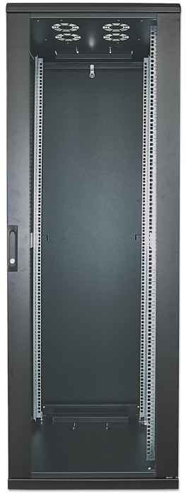 Intellinet 19" netwerkkast vrijstaand, 42U, 600x800 mm (breedte x diepte), zwart, bouwpakket (flatpack), max. 1500 kg, meerpuntsdeurslot, 1 slot per zijpaneel, bruikbare diepte 123–573 mm, IP20, staal - Afbeelding 4