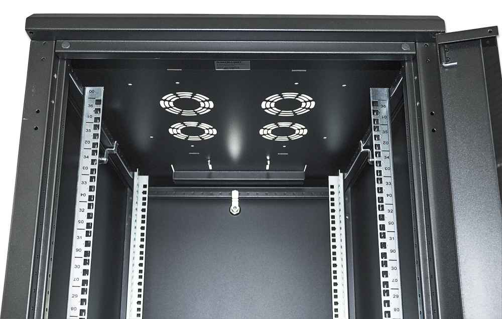 Intellinet 19" netwerkkast vrijstaand, 26U, 600x800 mm (breedte x diepte), zwart, bouwpakket (flatpack), max. 1500 kg, meerpuntsdeurslot, 1 slot per zijpaneel, bruikbare diepte 123–573 mm, IP20, staal - Afbeelding 7