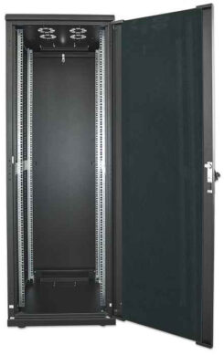 Intellinet 19" netwerkkast vrijstaand, 22U, 600x800 mm (breedte x diepte), zwart, bouwpakket (flatpack), max. 1500 kg, meerpuntsdeurslot, 1 slot per zijpaneel, bruikbare diepte 123–573 mm, IP20, staal - Afbeelding 6