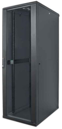 Intellinet 19" netwerkkast vrijstaand, 42U, 600x800 mm (breedte x diepte), zwart, bouwpakket (flatpack), max. 1500 kg, meerpuntsdeurslot, 1 slot per zijpaneel, bruikbare diepte 123–573 mm, IP20, staal - Afbeelding 2