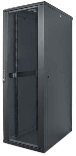 Intellinet 19" netwerkkast vrijstaand, 26U, 600x800 mm (breedte x diepte), zwart, bouwpakket (flatpack), max. 1500 kg, meerpuntsdeurslot, 1 slot per zijpaneel, bruikbare diepte 123–573 mm, IP20, staal - Afbeelding 2