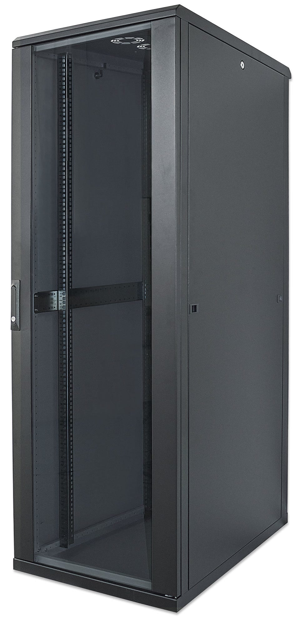 Intellinet 19" netwerkkast vrijstaand, 42U, 600x600 mm (breedte x diepte), zwart, bouwpakket (flatpack), max. 1500 kg, meerpuntsdeurslot, 1 slot per zijpaneel, bruikbare diepte 123–373 mm, IP20, staal - Afbeelding 2