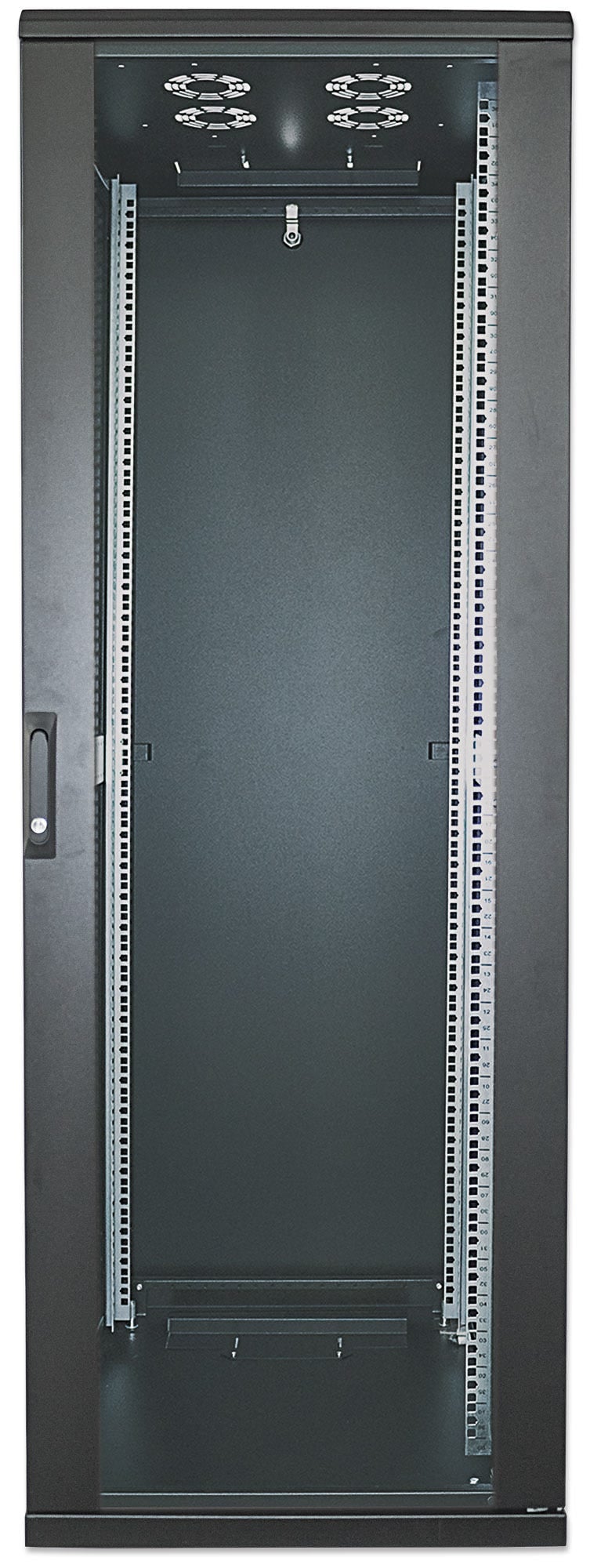 Intellinet 19" netwerkkast vrijstaand, 32U, 600x600 mm (breedte x diepte), zwart, bouwpakket (flatpack), max. 1500 kg, meerpuntsdeurslot, 1 slot per zijpaneel, bruikbare diepte 123–373 mm, IP20, staal - Afbeelding 4