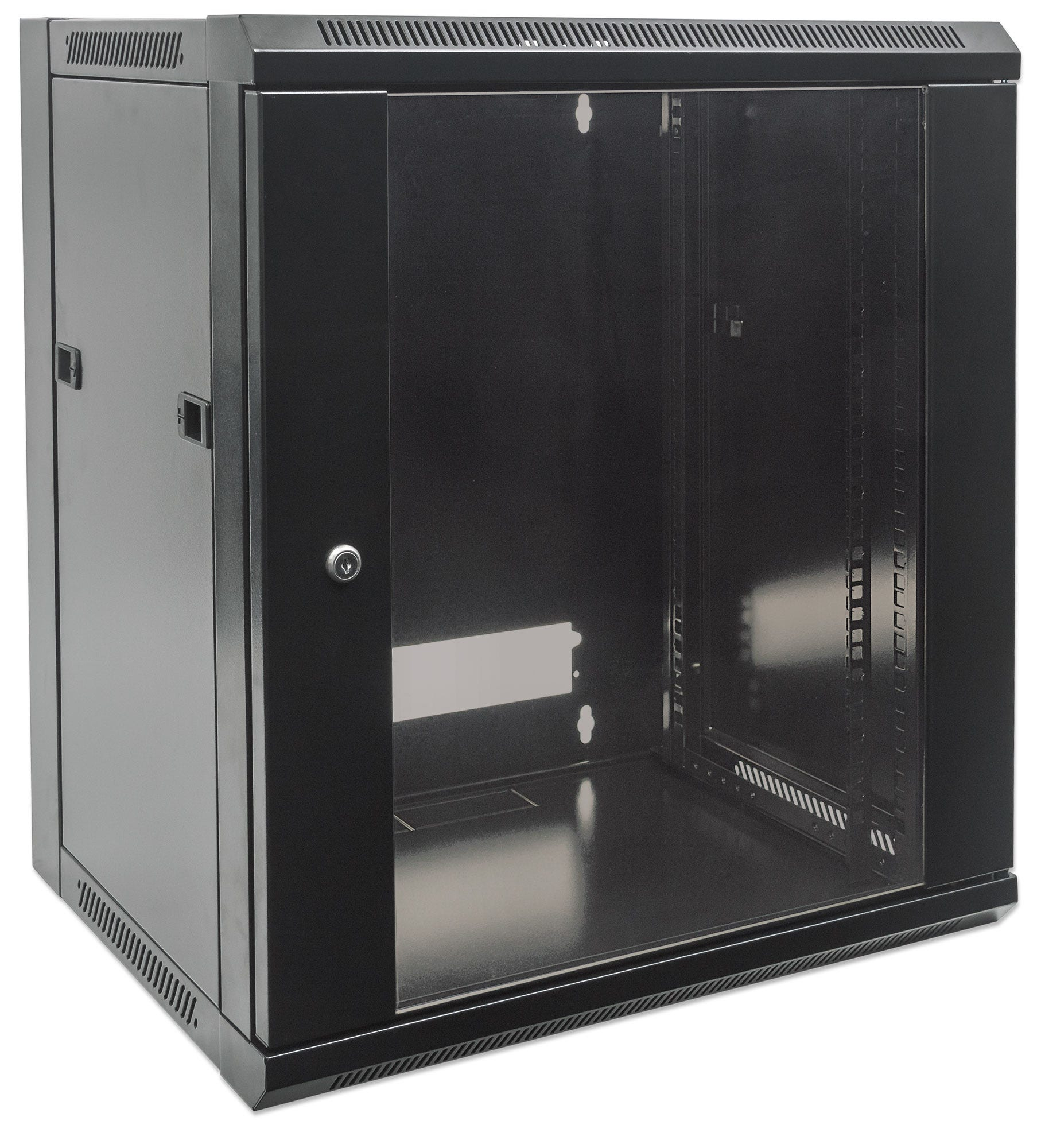 Intellinet 19" netwerkkast wand (standaard), 12U, 600 mm diep, zwart, bouwpakket, max. 60 kg, bruikbare diepte 410 mm, metalen & glazen deur, afneembare zijpanelen, montagemateriaal niet inbegrepen - Afbeelding 3