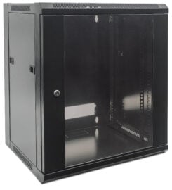 Intellinet 19" netwerkkast wand (standaard), 12U, 450 mm diep, zwart, bouwpakket, max. 60 kg, bruikbare diepte 270–350 mm, metalen & glazen deur, afneembare zijpanelen, montagemateriaal niet inbegrepen - Afbeelding 3