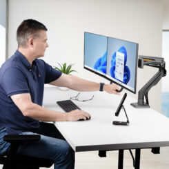 StarTech.com Dual Monitor Arm met Crossbar voor Bureau, Tot 27 inch Schermen, VESA 75x75/100x100, Max 15kg, C-klem, Volledig Scharnierend, Arm met Veermechanisme, TAA - Afbeelding 10