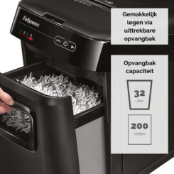 Fellowes AutoMax 200C papiervernietiger Kruisversnippering 23 cm Zwart - Afbeelding 5