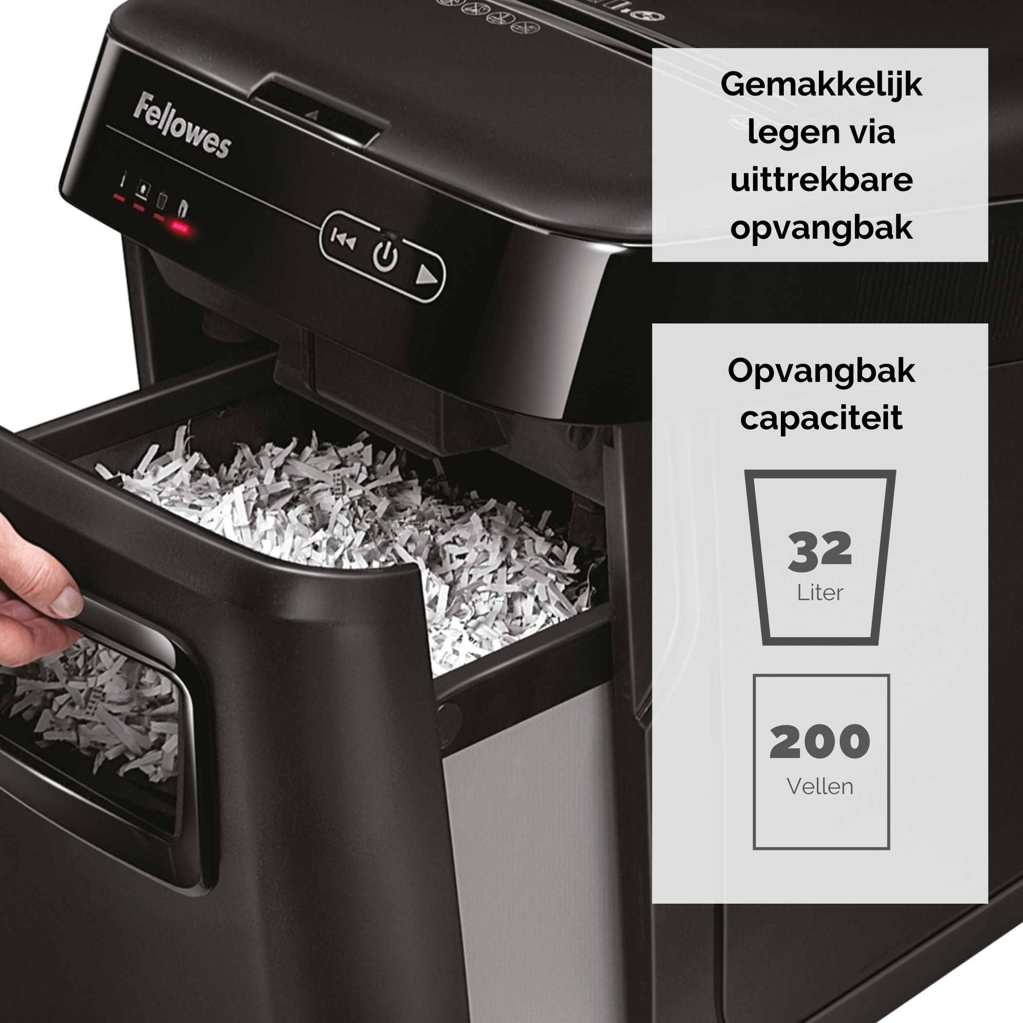 Fellowes AutoMax 200C papiervernietiger Kruisversnippering 23 cm Zwart - Afbeelding 5