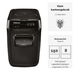 Fellowes AutoMax 150C papiervernietiger Kruisversnippering 23 cm Zwart, Grijs - Afbeelding 7