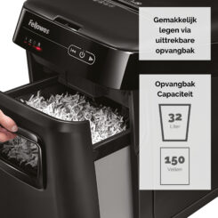 Fellowes AutoMax 150C papiervernietiger Kruisversnippering 23 cm Zwart, Grijs - Afbeelding 4
