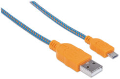 Manhattan 394024 USB-kabel USB 2.0 1 m USB A Micro-USB B 0,48 Gbit/s Blauw - Afbeelding 3