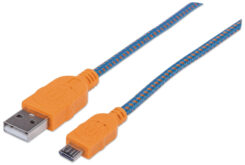 Manhattan 394024 USB-kabel USB 2.0 1 m USB A Micro-USB B 0,48 Gbit/s Blauw - Afbeelding 2