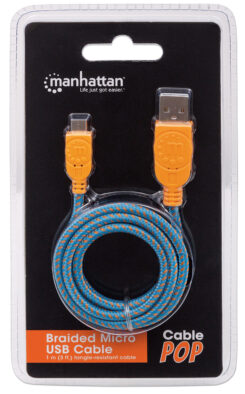 Manhattan 394024 USB-kabel USB 2.0 1 m USB A Micro-USB B 0,48 Gbit/s Blauw - Afbeelding 7