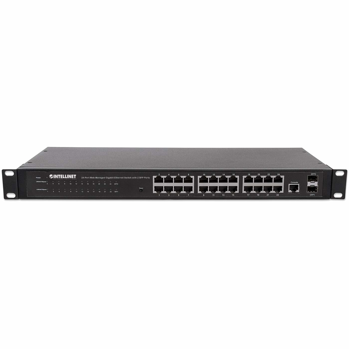 Intellinet 24-poorts Gigabit web-smart netwerk switch, 24x RJ45 10/100/1000 Mbps + 4x SFP-uplink, VLAN-ondersteuning, rackmontage, metalen behuizing, 3 jaar garantie - Afbeelding 7