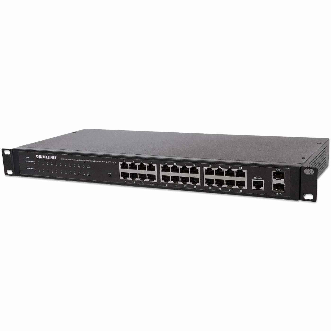 Intellinet 24-poorts Gigabit web-smart netwerk switch, 24x RJ45 10/100/1000 Mbps + 4x SFP-uplink, VLAN-ondersteuning, rackmontage, metalen behuizing, 3 jaar garantie - Afbeelding 8