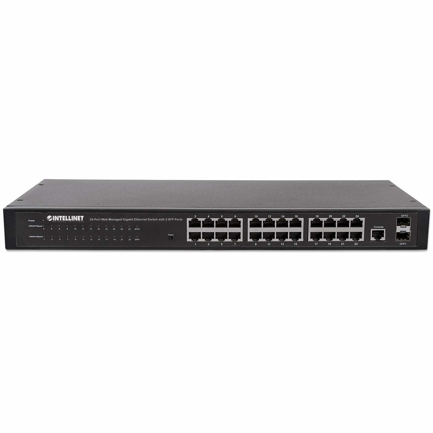Intellinet 24-poorts Gigabit web-smart netwerk switch, 24x RJ45 10/100/1000 Mbps + 4x SFP-uplink, VLAN-ondersteuning, rackmontage, metalen behuizing, 3 jaar garantie - Afbeelding 5