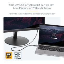 StarTech.com 1 m USB-C naar Mini DisplayPort kabel 4K 60Hz zwart - Afbeelding 8