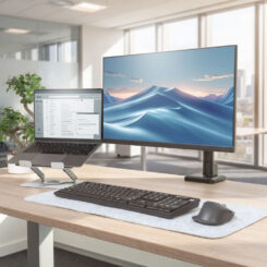ACT Laptopstandaard 360° draaibaar, traploos in hoogte verstelbaar, Essentials - Afbeelding 5