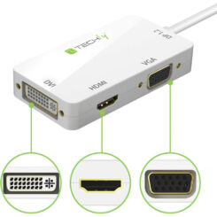 Techly IADAP DP-COMBOF2 video kabel adapter 0,15 m DisplayPort HDMI / DVI / VGA Wit - Afbeelding 5