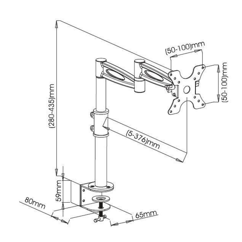 Techly ICA-LCD 502BK flat panel bureau steun 68,6 cm (27") Zwart - Afbeelding 4