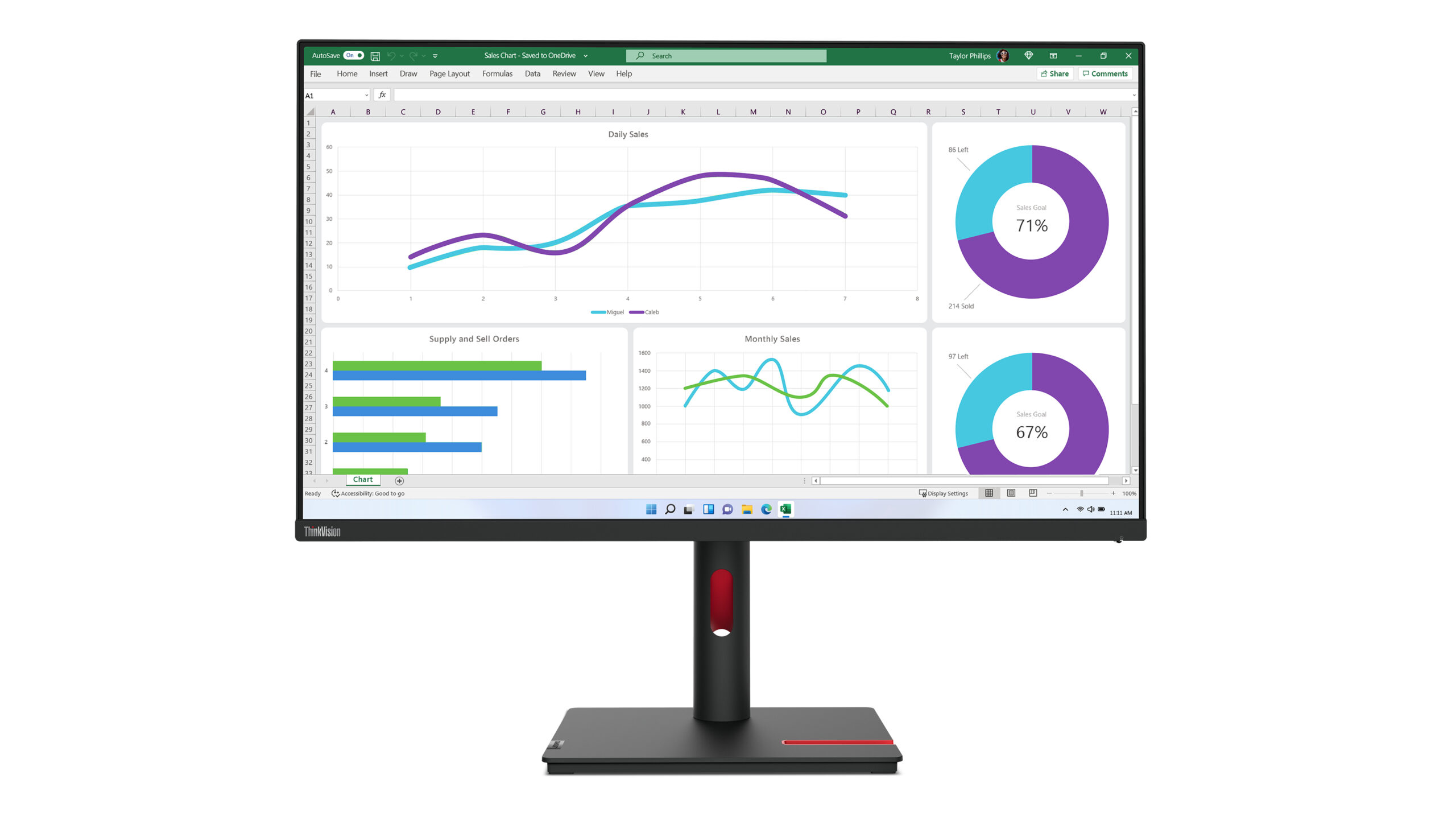 Lenovo ThinkVision T32h-30 computer monitor 80 cm (31.5") 2560 x 1440 Pixels Quad HD LED Zwart - Afbeelding 2