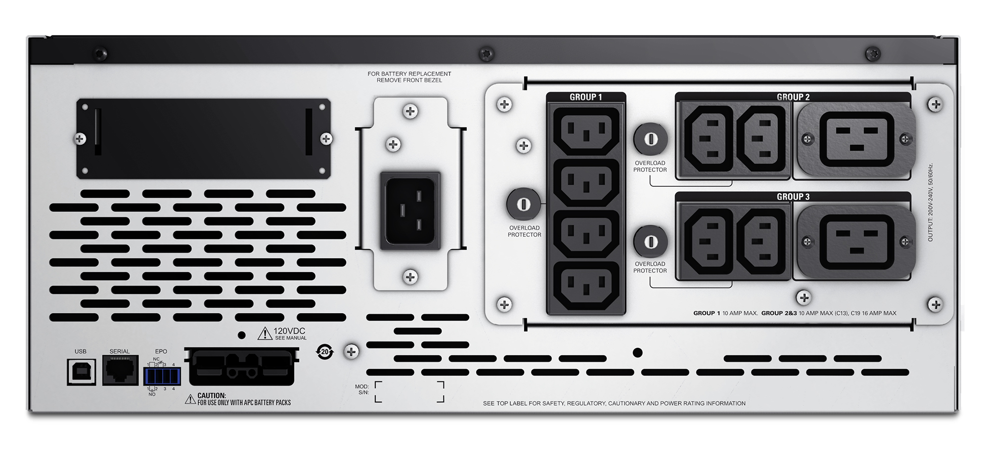APC Smart-UPS X SMX3000HV - 3000VA, 8x C13, 2x C19 uitgang, USB, uitbreidbare runtime, short depth - Afbeelding 4