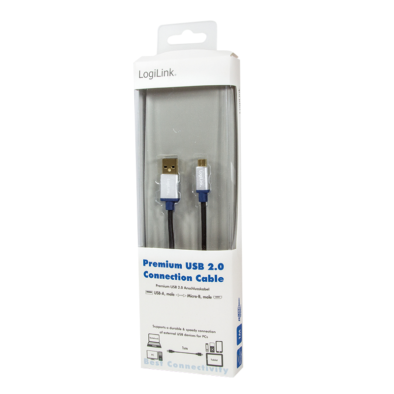 LogiLink 1m, USB2.0-A/USB2.0 Micro-B USB-kabel USB A Micro-USB B 0,48 Gbit/s Zwart - Afbeelding 4