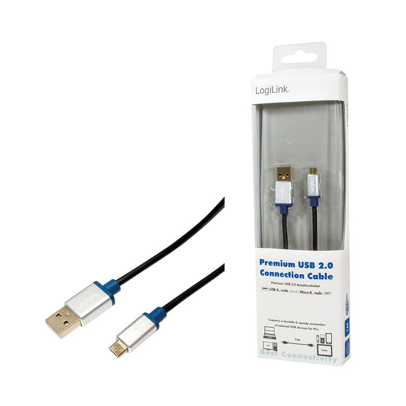LogiLink 1m, USB2.0-A/USB2.0 Micro-B USB-kabel USB A Micro-USB B 0,48 Gbit/s Zwart - Afbeelding 5