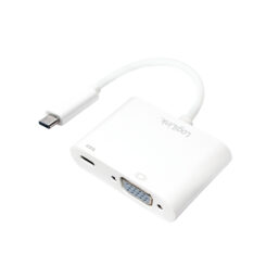 LogiLink 0.14m, 2xUSB-C/VGA USB grafische adapter 1920 x 1200 Pixels Wit
