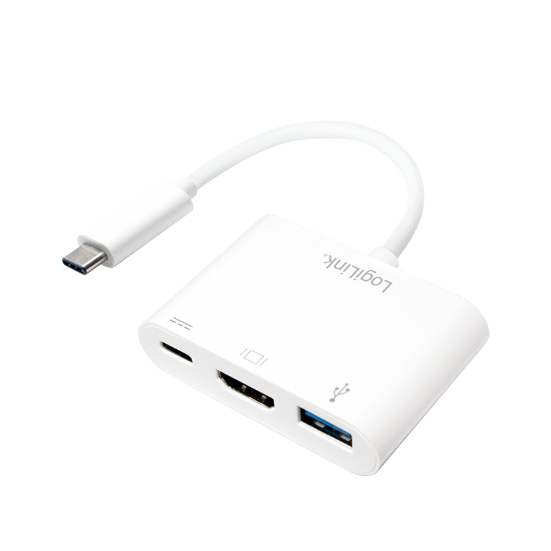 LogiLink 0.14m, 2xUSB-C/HDMI+USB A Wit - Afbeelding 2