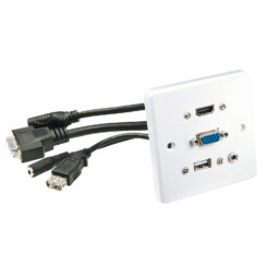 Lindy 60220 wandcontactdoos HDMI + VGA + USB A + 3.5mm Wit - Afbeelding 2