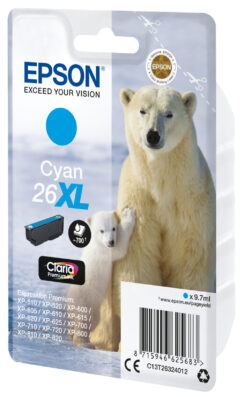Epson Polar bear Singlepack Cyan 26XL Claria Premium Ink