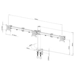 Techly ICA-LCD 482-T flat panel bureau steun 61 cm (24") Zwart - Afbeelding 4