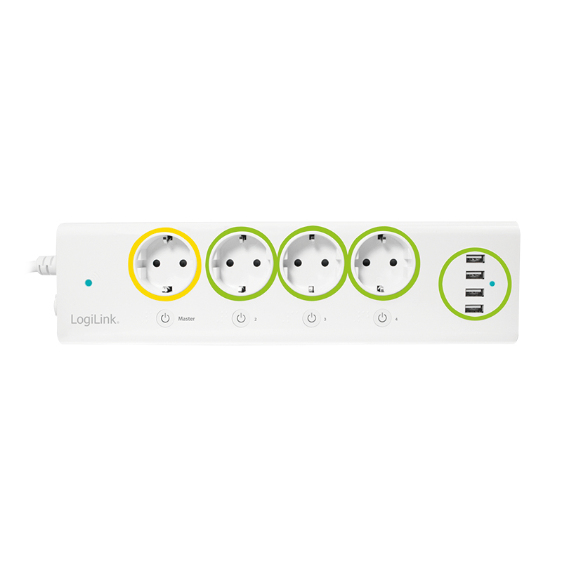 LogiLink PA0130 power uitbreiding 1,5 m 4 AC-uitgang(en) Binnen Wit - Afbeelding 3
