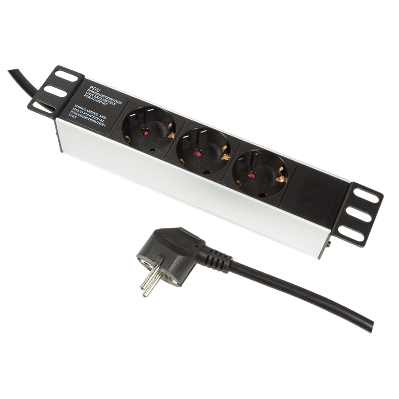 LogiLink PDU3B01 energiedistributie 3 AC-uitgang(en) 1U Zwart - Afbeelding 3