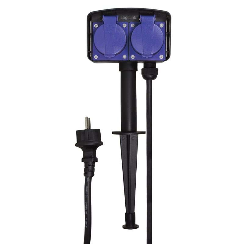 LogiLink LPS214 power uitbreiding 2 m 2 AC-uitgang(en) Buiten Zwart, Blauw - Afbeelding 2