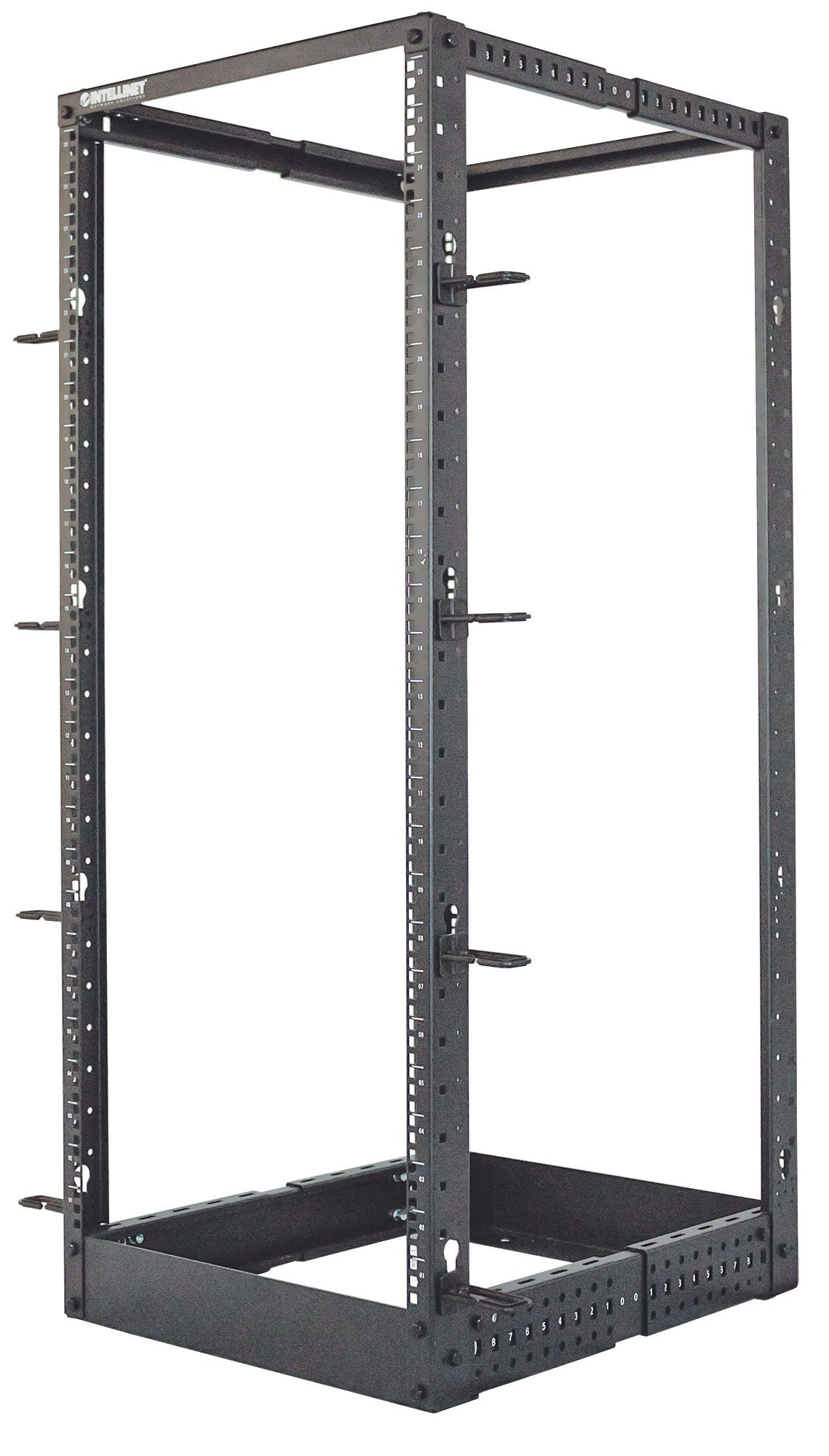 Intellinet 19" open frame rack, 26U, 4-post, bouwpakket, max. 360 kg draagvermogen, zwart - Afbeelding 2