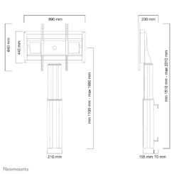 Neomounts MOTORIZED RAL9005 SLVR 42-100IN 200X200/1200X600 150KG+BRACKETS 2,54 m (100") Zilver - Afbeelding 8