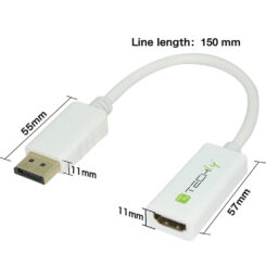 Techly 0.15m DisplayPort 1.2 - HDMI M/F 0,15 m Wit - Afbeelding 4