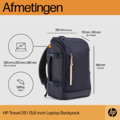 HP Travel 15,6 Iron Grey laptopbackpack, 25 liter - Afbeelding 5