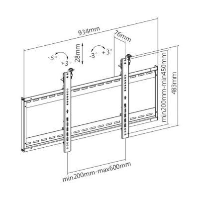 Techly ICA-PLB 046F tv-bevestiging 177,8 cm (70") Zwart - Afbeelding 3