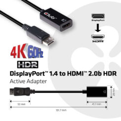 CLUB3D DisplayPort 1.4 to HDMI 2.0b HDR Active Adapter - Afbeelding 4