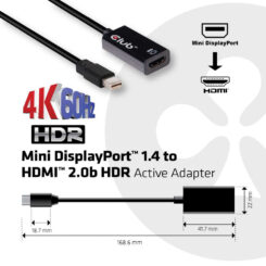 CLUB3D Mini DisplayPort 1.4 to HDMI 2.0b HDR Active Adapter - Afbeelding 4