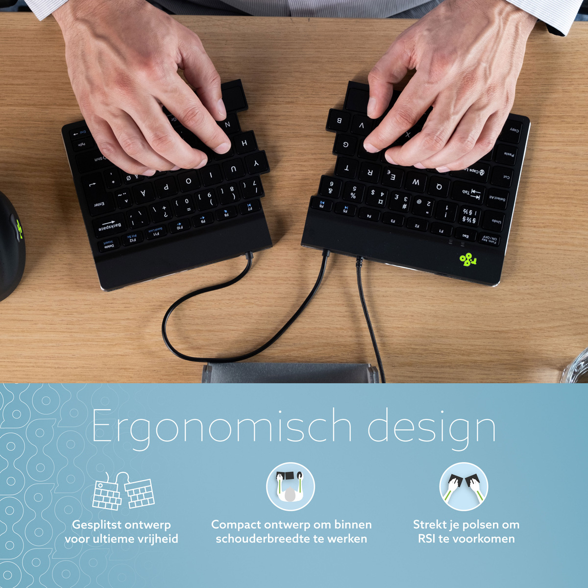 R-Go Tools Ergonomisch toetsenbord R-Go Split Break v2 met pauzesoftware, gesplitst toetsenbord, QWERTY (IT), bedraad, zwart - Afbeelding 10