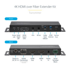 StarTech.com 4K HDMI over Fiber Extender Kit, 4K 60Hz tot 1km (Single Mode) of 300m (Multimode) LC Fiber Optic, HDR, HDCP, 3.5mm Audio/RS232/IR Extender, Transmitter & Receiver Kit, HDMI Rx/Tx - Afbeelding 10