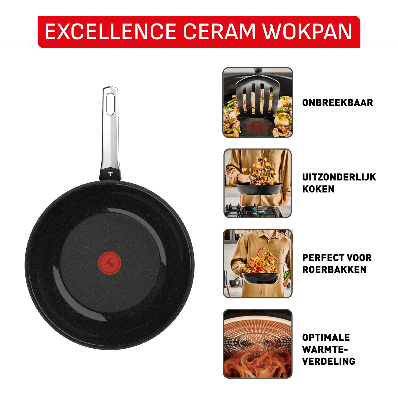 Tefal Excellence Ceram wokpan 28 cm - Afbeelding 2