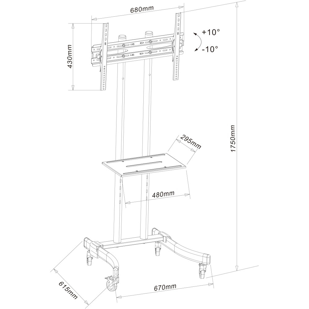 Techly ICA-TR23 TV meubel & entertainment center 1 schappen - Afbeelding 4