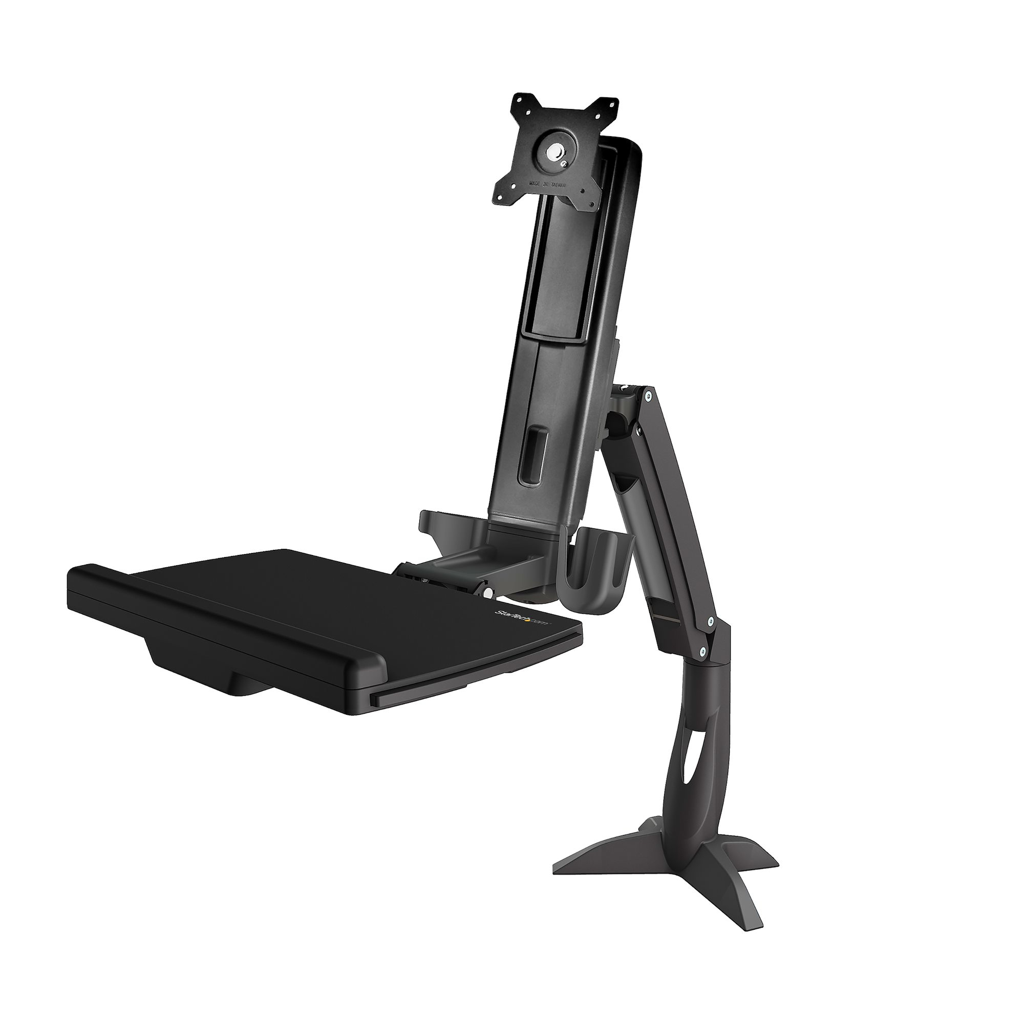 StarTech.com Zit Sta Monitor Arm - Verstelbare Sit-Stand Bureau Arm voor Single 27" Display - VESA Mount - Ergonomisch Full Motion Statafel Converter met Keyboard Tray - Afbeelding 3