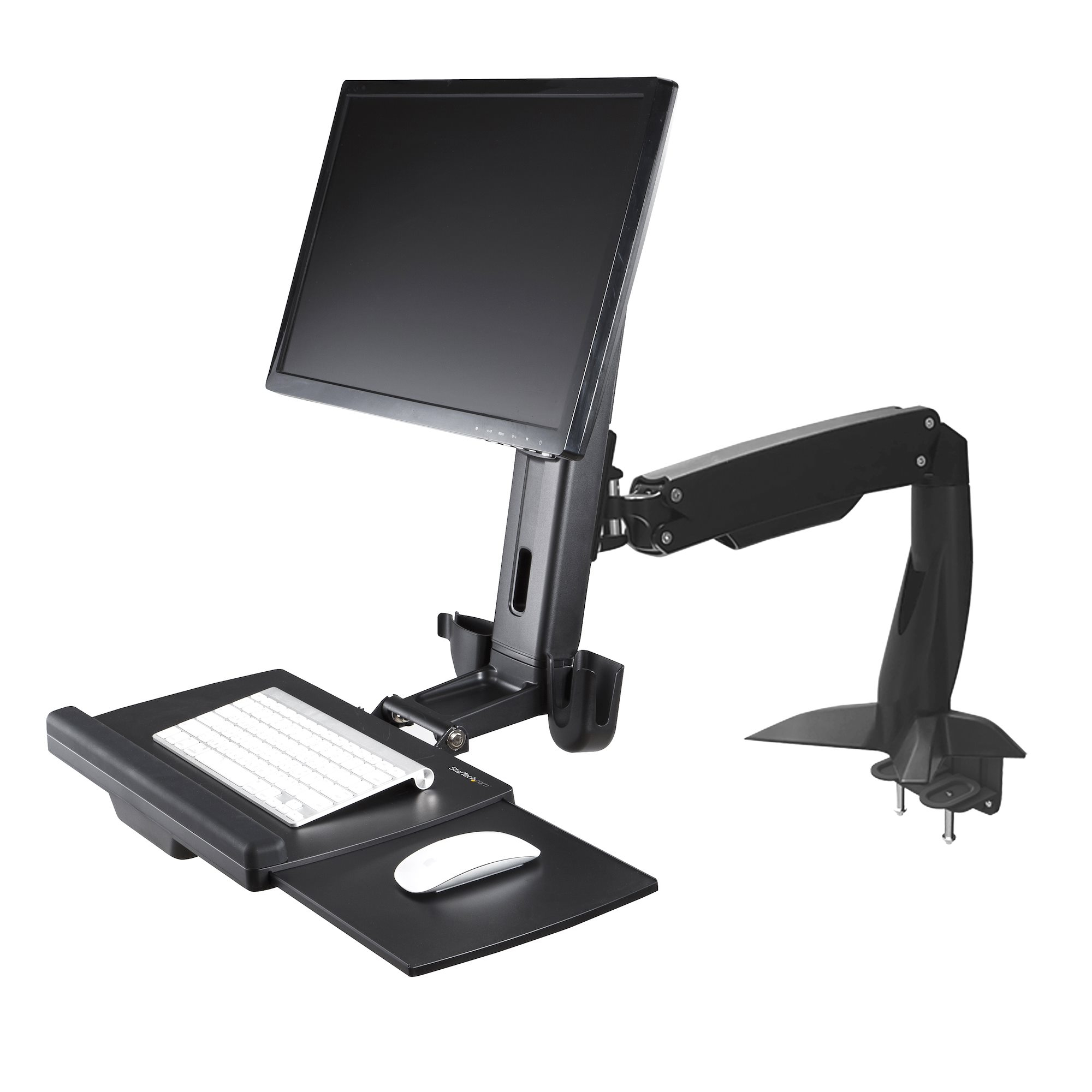 StarTech.com Zit Sta Monitor Arm - Verstelbare Sit-Stand Bureau Arm voor Single 27" Display - VESA Mount - Ergonomisch Full Motion Statafel Converter met Keyboard Tray - Afbeelding 5