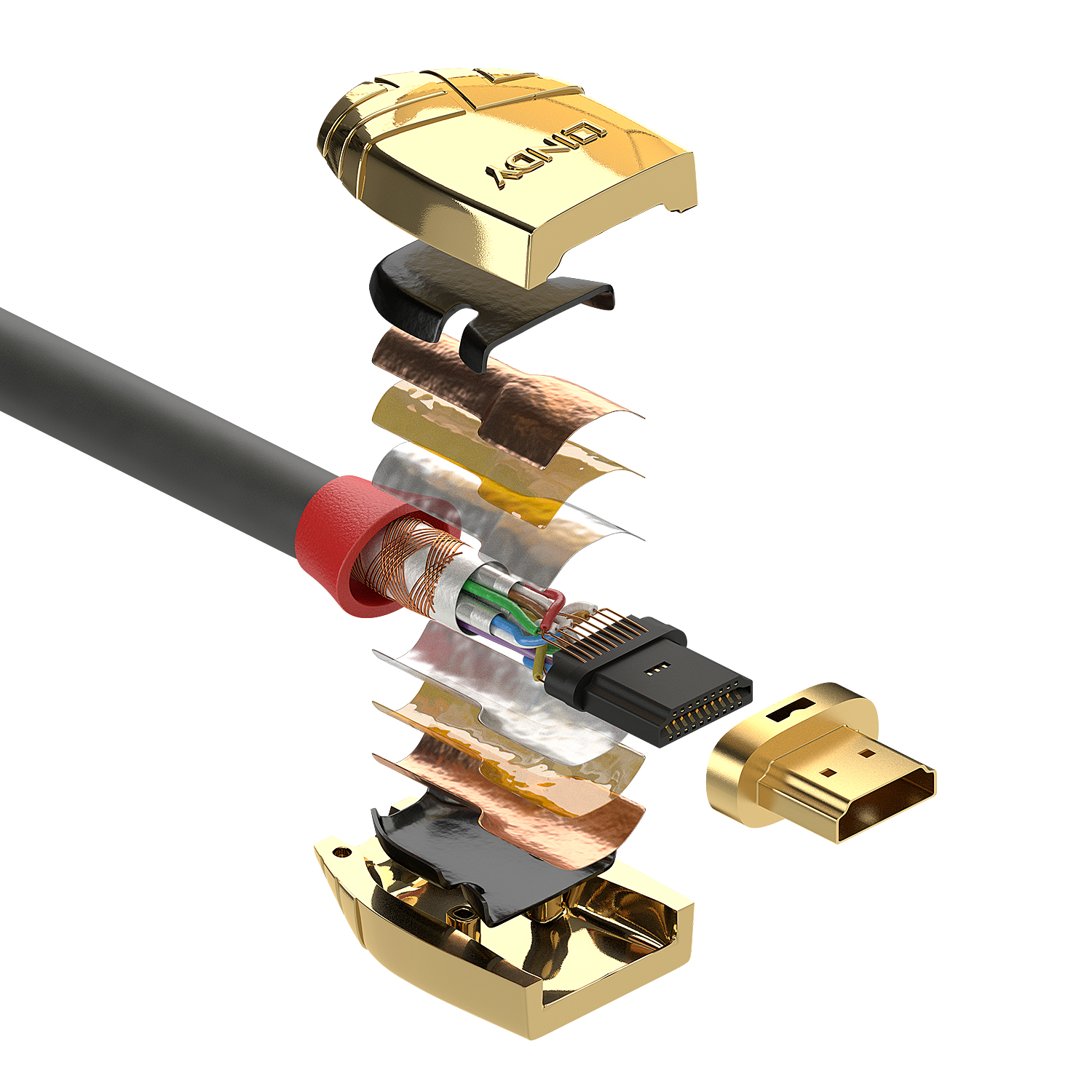 Lindy 37864 HDMI kabel 5 m HDMI Type A (Standaard) Goud, Grijs - Afbeelding 4